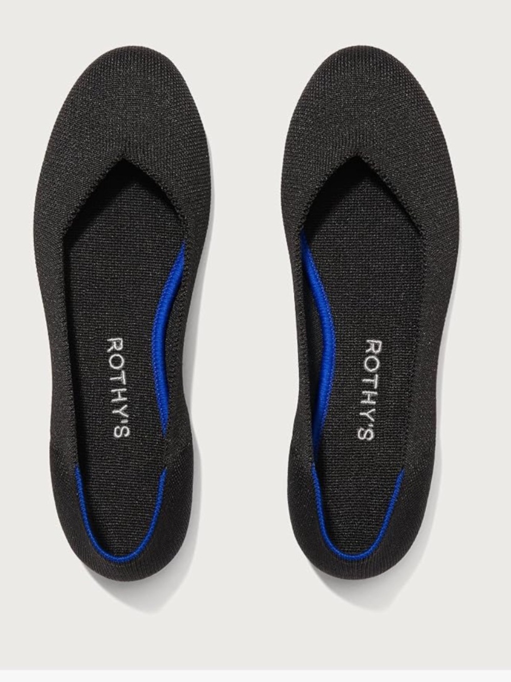 Rothy's Black Knit Ballet Flats with Blue Accents Size 8
